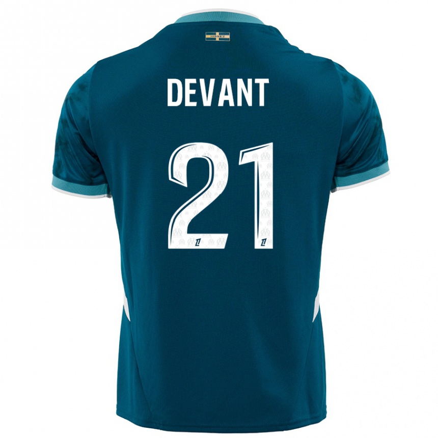 Hombre Fútbol Camiseta Caroline Devant #21 Azul Turquesa 2ª Equipación 2024/25 México