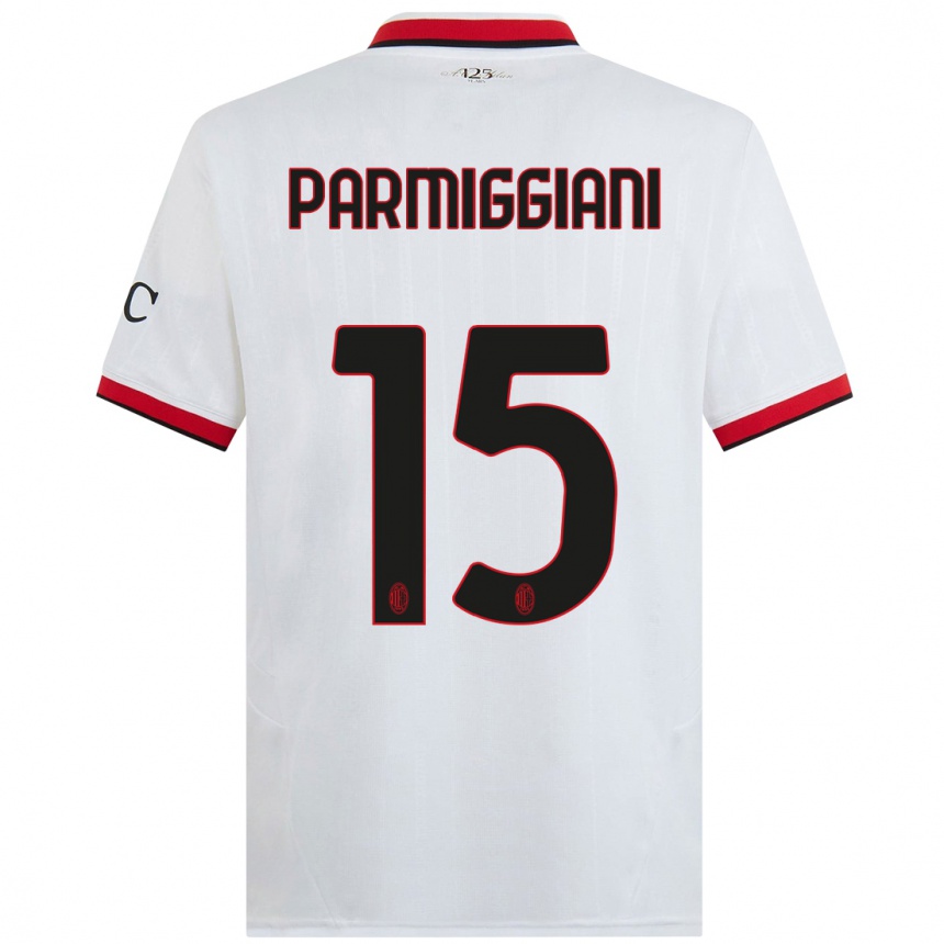 Hombre Fútbol Camiseta Pietro Parmiggiani #15 Blanco Negro Rojo 2ª Equipación 2024/25 México