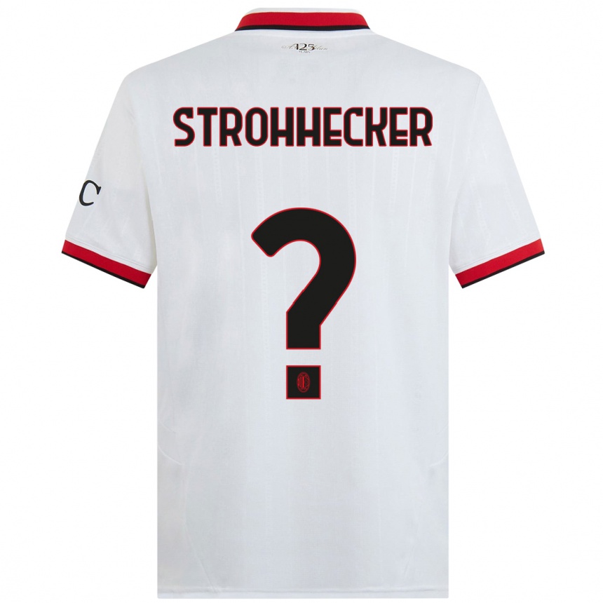 Hombre Fútbol Camiseta Riccardo Strohhecker #0 Blanco Negro Rojo 2ª Equipación 2024/25 México