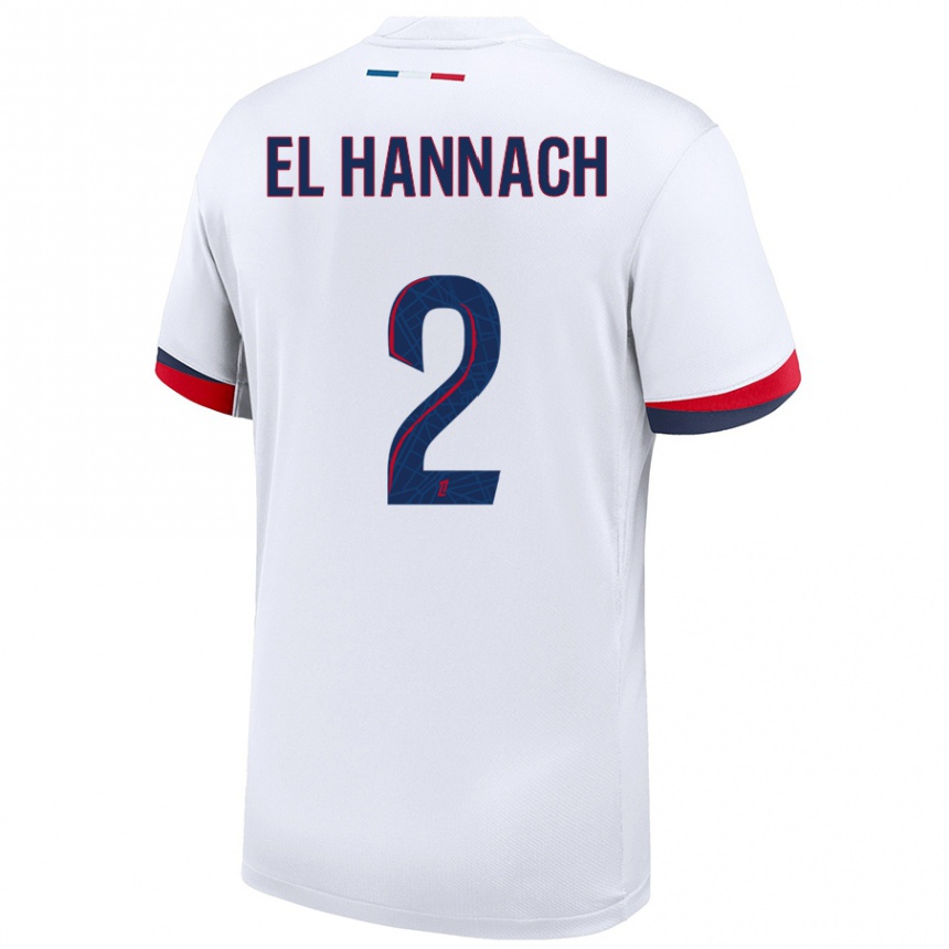 Hombre Fútbol Camiseta Naoufel El Hannach #2 Blanco Azul Rojo 2ª Equipación 2024/25 México