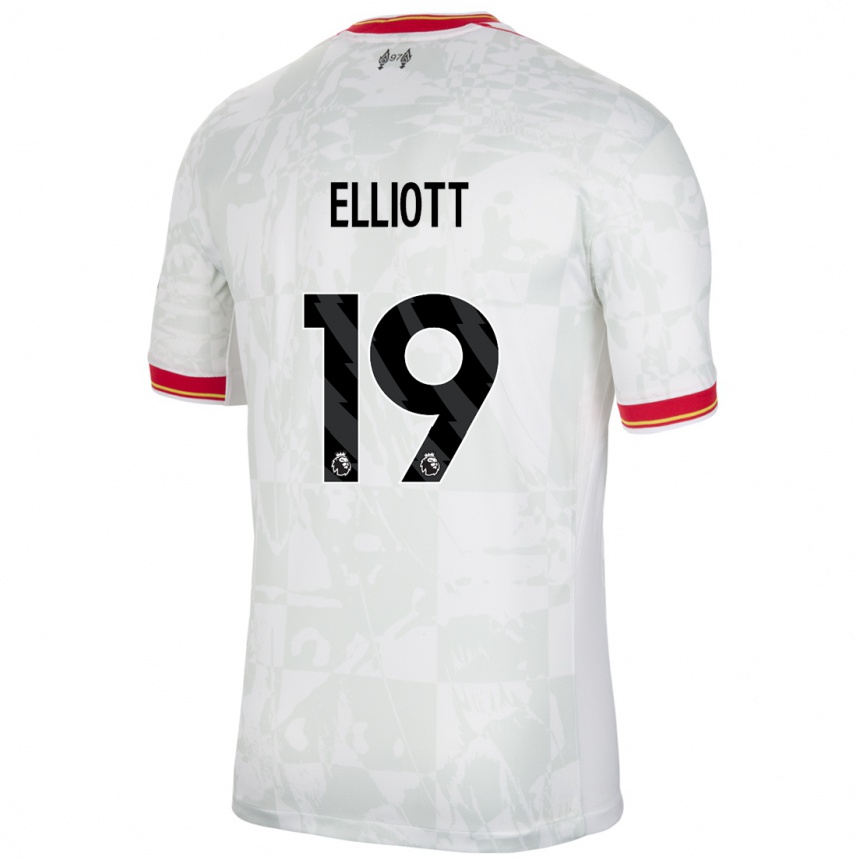 Hombre Fútbol Camiseta Harvey Elliott #19 Blanco Rojo Negro Equipación Tercera 2024/25 México