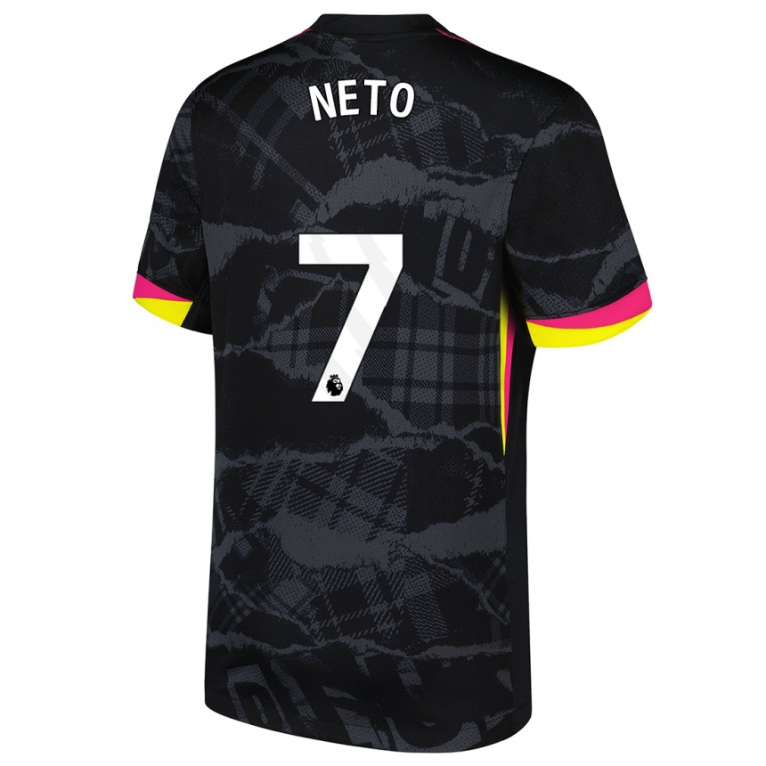 Hombre Fútbol Camiseta Pedro Neto #7 Negro Rosa Equipación Tercera 2024/25 México