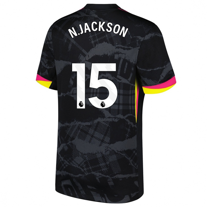 Hombre Fútbol Camiseta Nicolas Jackson #15 Negro Rosa Equipación Tercera 2024/25 México