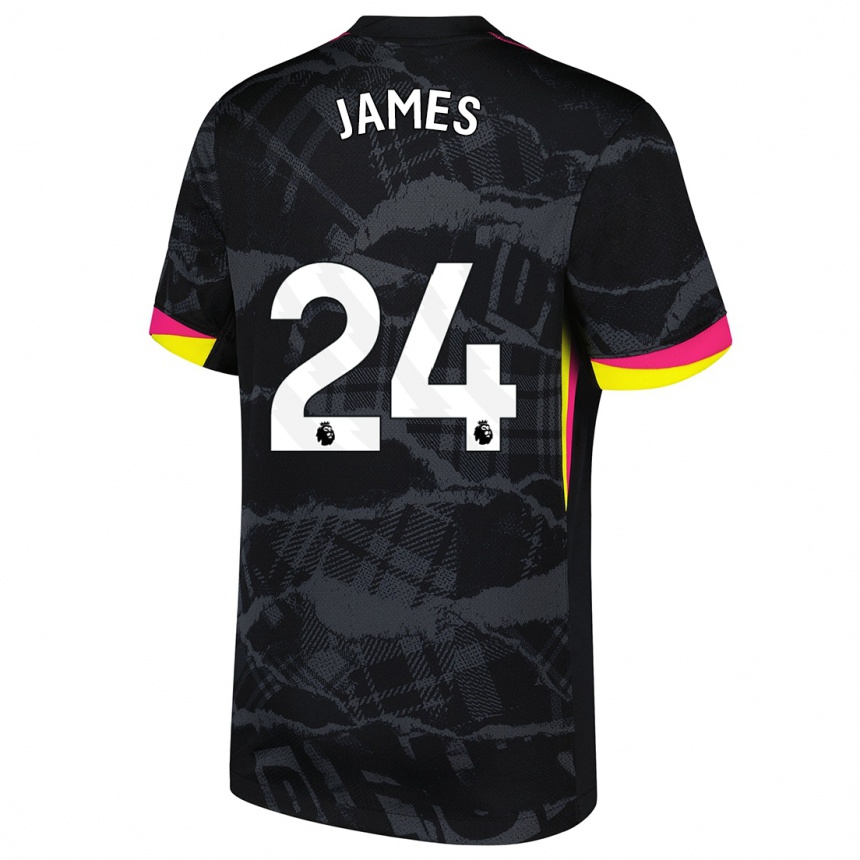 Hombre Fútbol Camiseta Reece James #24 Negro Rosa Equipación Tercera 2024/25 México