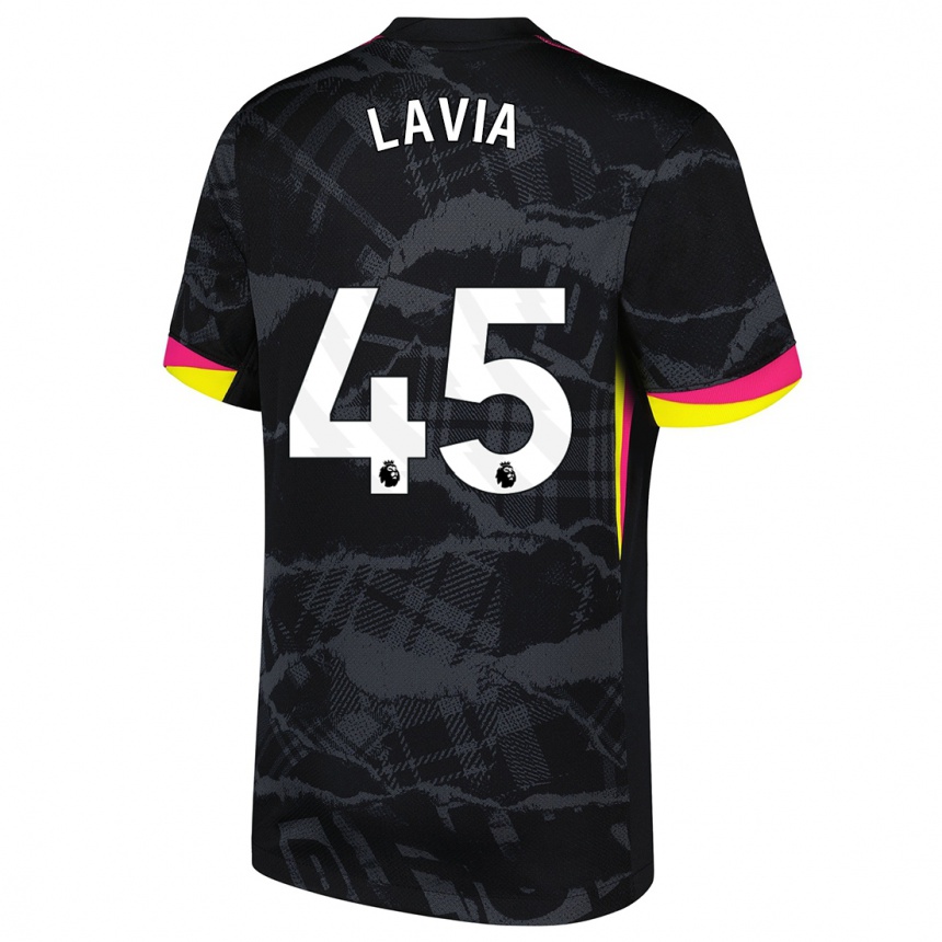 Hombre Fútbol Camiseta Roméo Lavia #45 Negro Rosa Equipación Tercera 2024/25 México