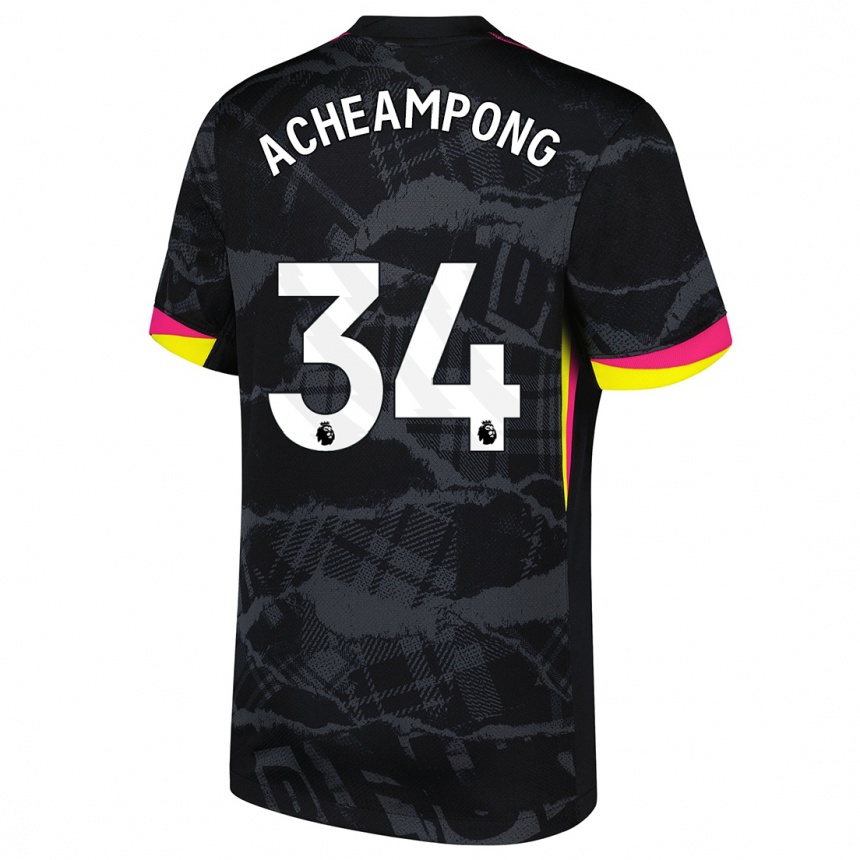 Hombre Fútbol Camiseta Josh Acheampong #34 Negro Rosa Equipación Tercera 2024/25 México