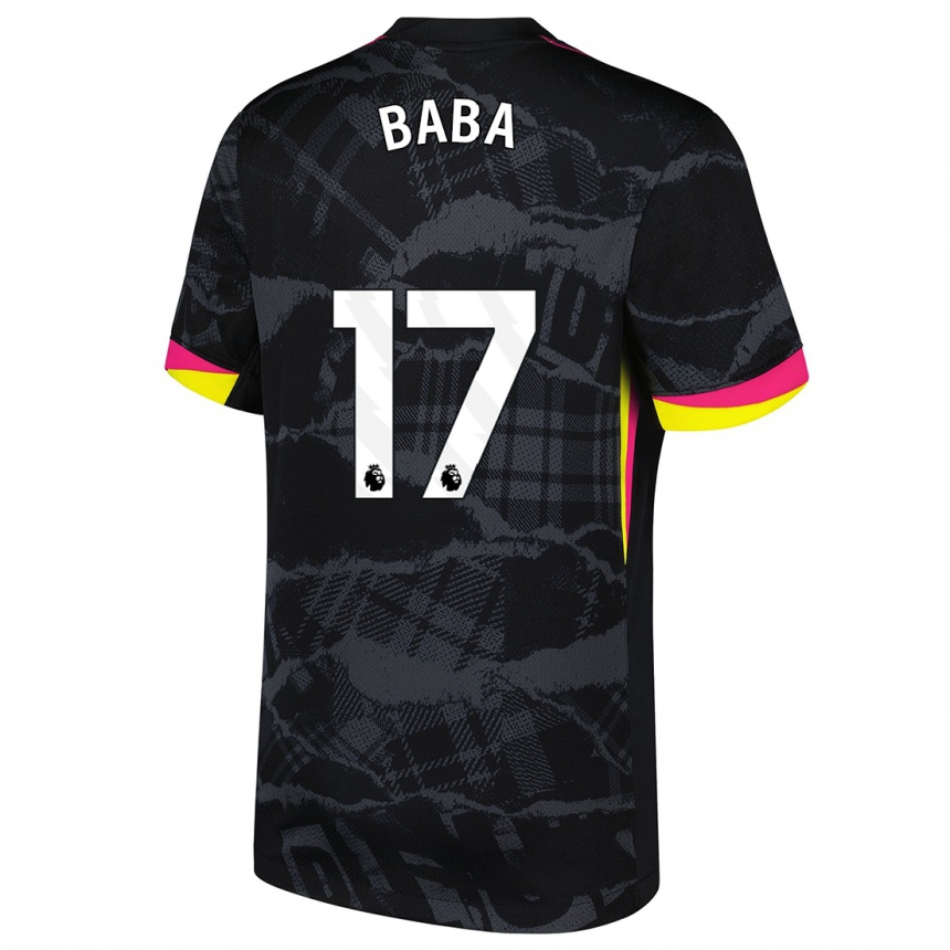 Hombre Fútbol Camiseta Abdul-Rahman Baba #17 Negro Rosa Equipación Tercera 2024/25 México