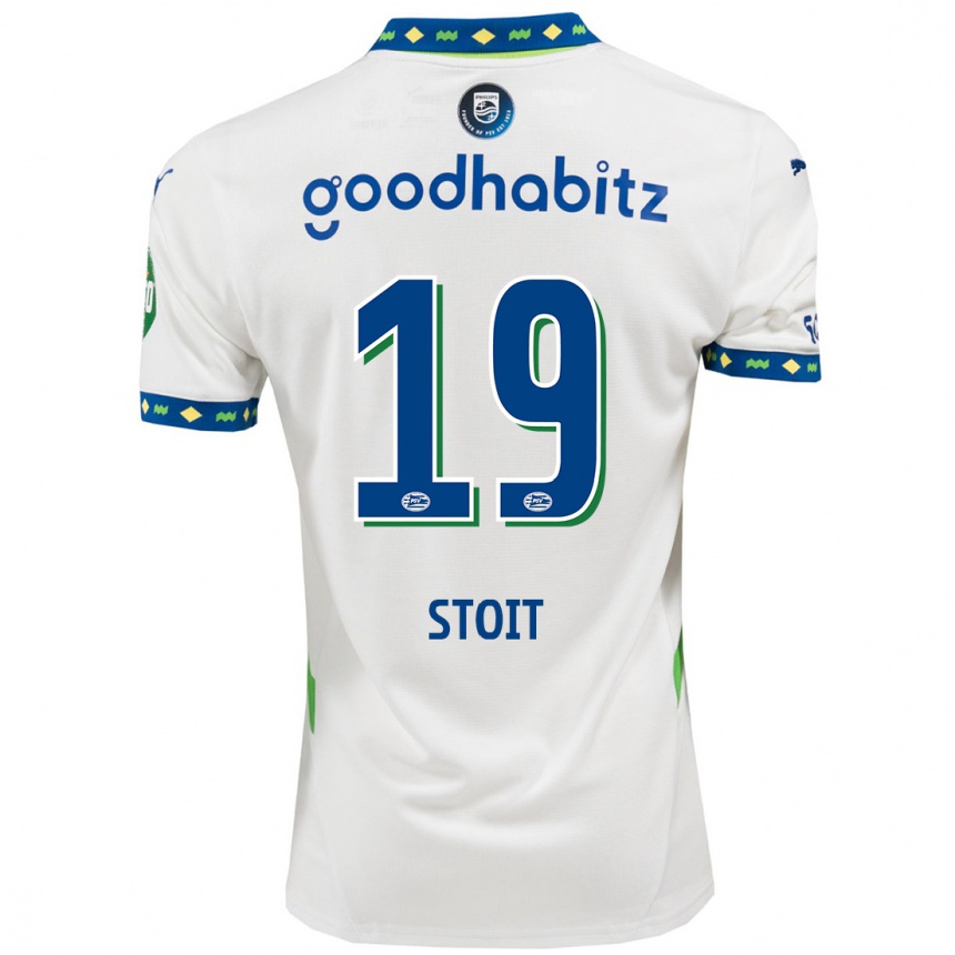 Hombre Fútbol Camiseta Fleur Stoit #19 Blanco Azul Oscuro Equipación Tercera 2024/25 México