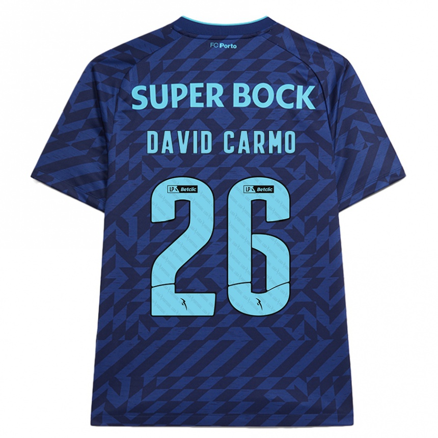 Hombre Fútbol Camiseta David Carmo #26 Azul Marino Equipación Tercera 2024/25 México