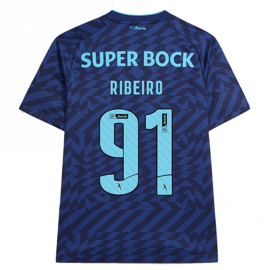 Hombre Fútbol Camiseta Gonçalo Ribeiro #91 Azul Marino Equipación Tercera 2024/25 México