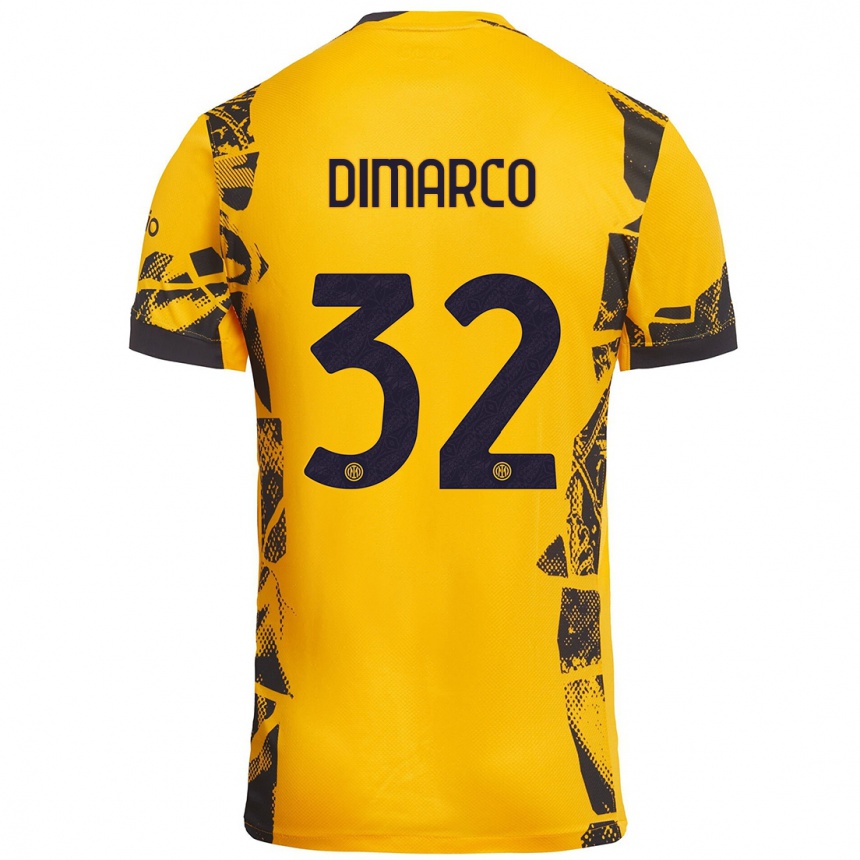 Hombre Fútbol Camiseta Federico Dimarco #32 Dorado Negro Equipación Tercera 2024/25 México