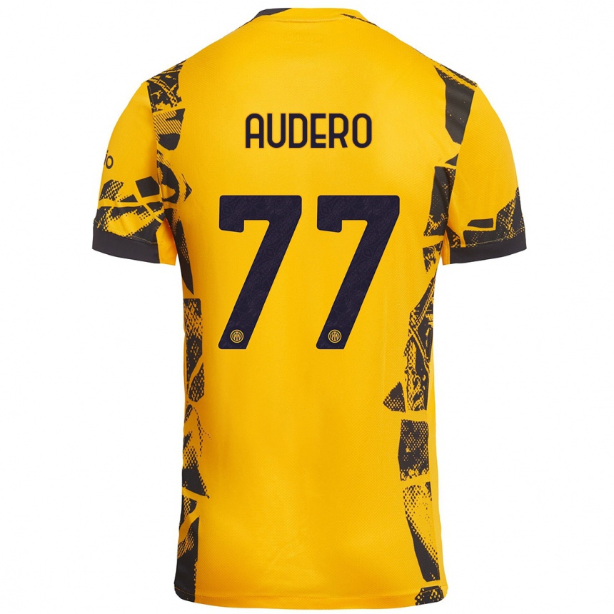 Hombre Fútbol Camiseta Emil Audero #77 Dorado Negro Equipación Tercera 2024/25 México