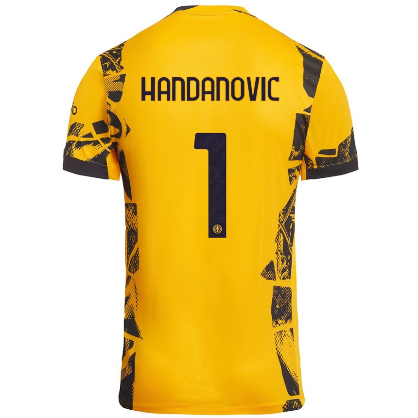 Hombre Fútbol Camiseta Samir Handanovic #1 Dorado Negro Equipación Tercera 2024/25 México