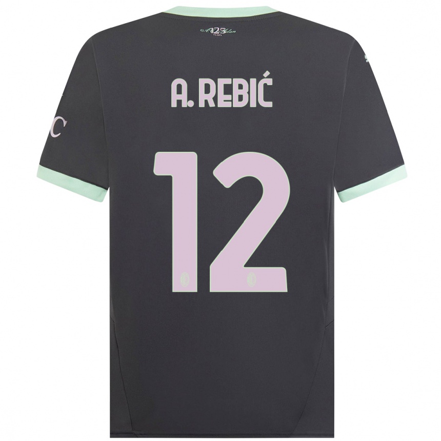 Hombre Fútbol Camiseta Ante Rebic #12 Gris Equipación Tercera 2024/25 México