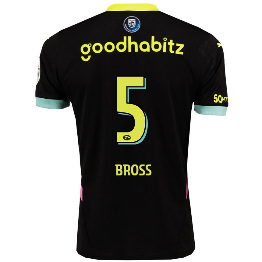 Mujer Fútbol Camiseta Melanie Bross #5 Negro Amarillo 2ª Equipación 2024/25 México