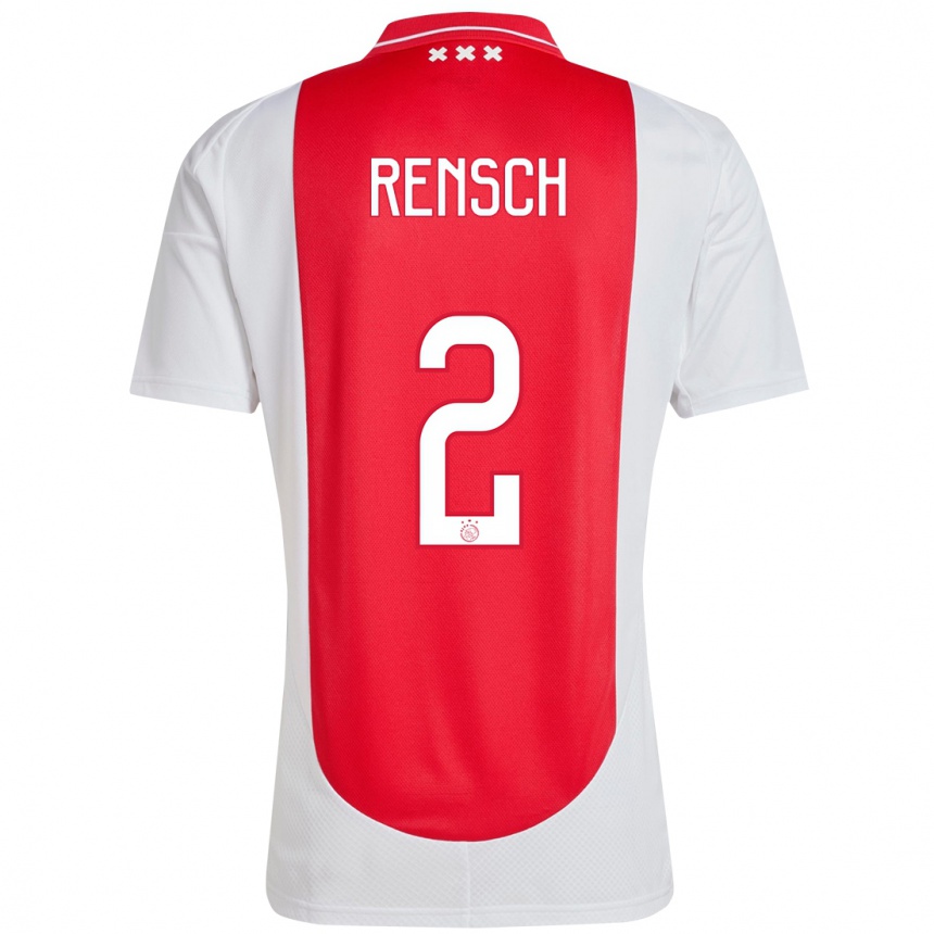 Niño Fútbol Camiseta Devyne Rensch #2 Rojo Blanco 1ª Equipación 2024/25 México