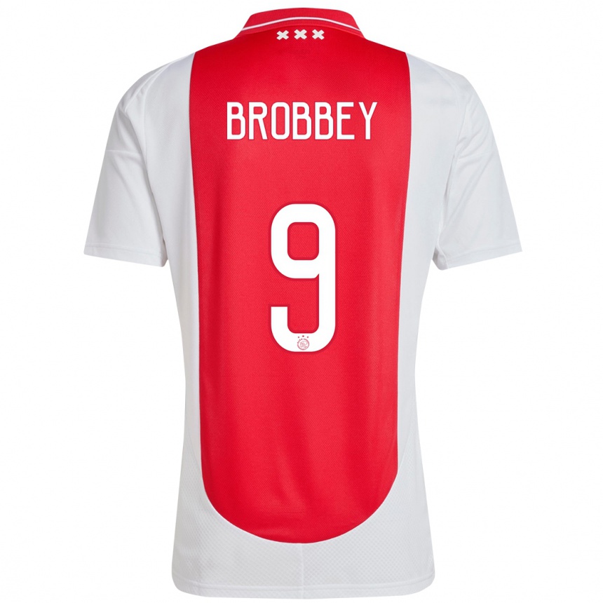 Niño Fútbol Camiseta Brian Brobbey #9 Rojo Blanco 1ª Equipación 2024/25 México