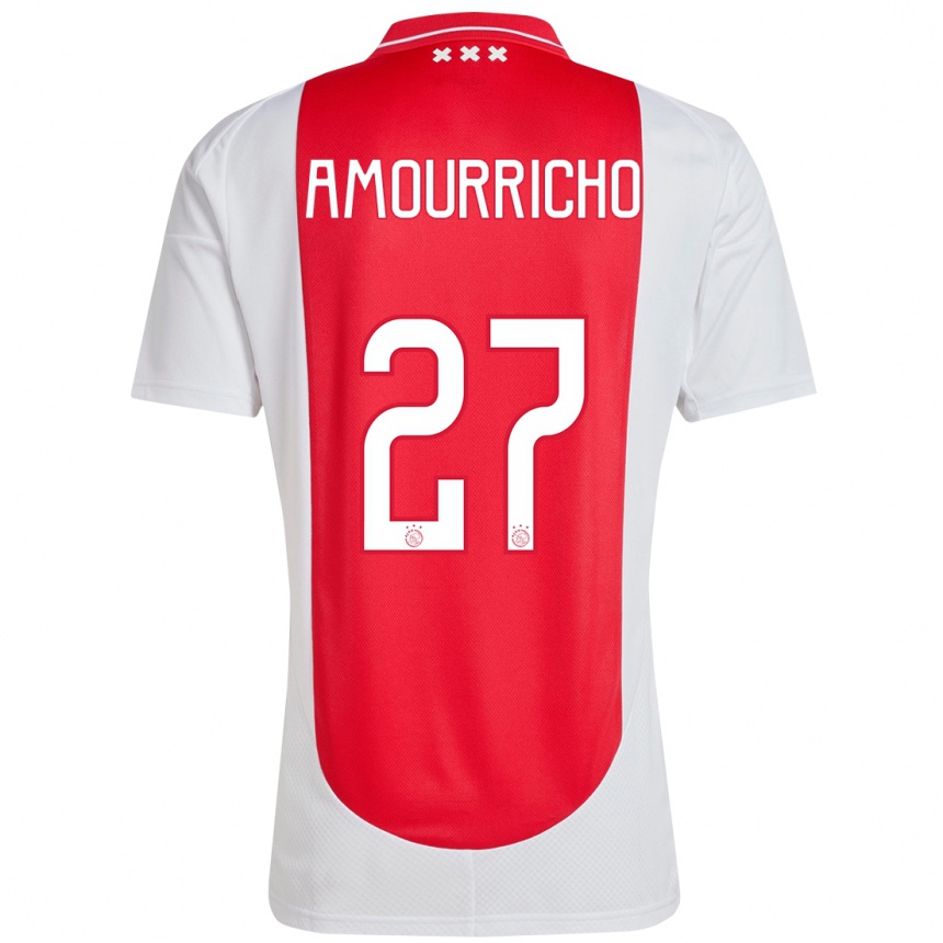 Niño Fútbol Camiseta Amourricho Van Axel Dongen #27 Rojo Blanco 1ª Equipación 2024/25 México