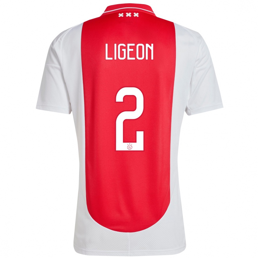 Niño Fútbol Camiseta Ruben Ligeon #2 Rojo Blanco 1ª Equipación 2024/25 México