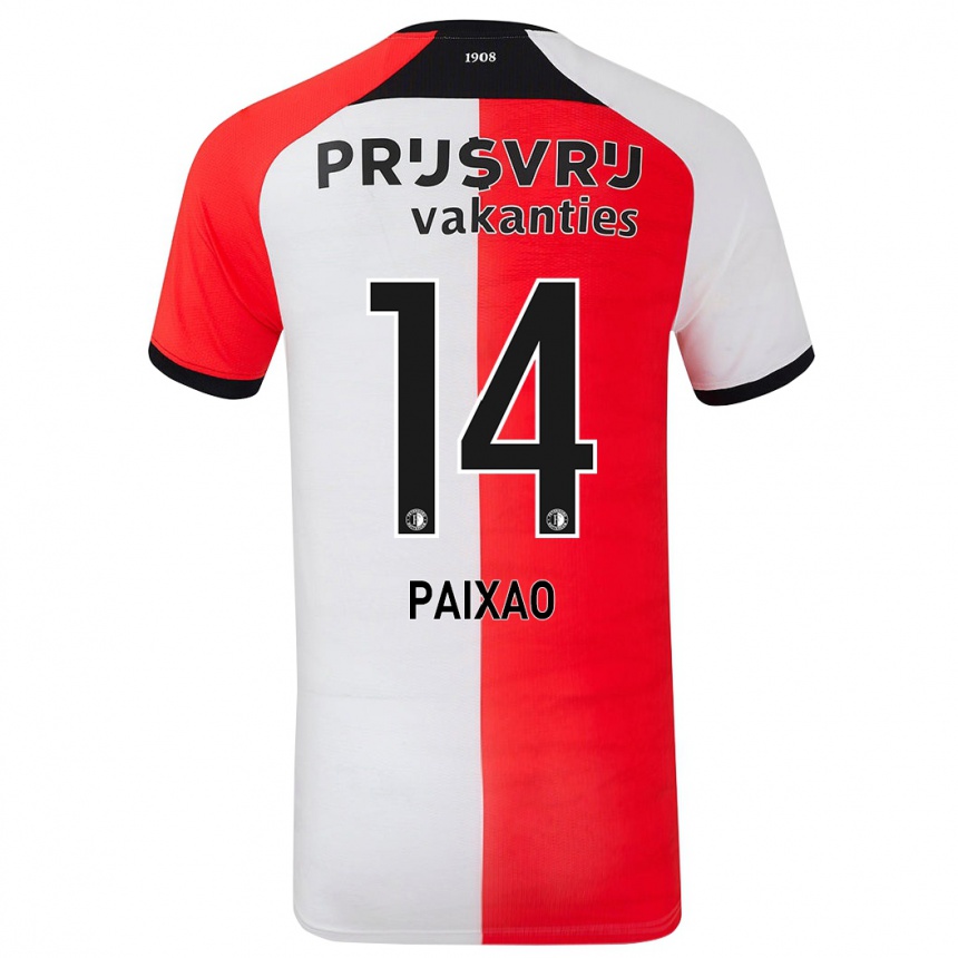 Niño Fútbol Camiseta Igor Paixão #14 Rojo Blanco 1ª Equipación 2024/25 México