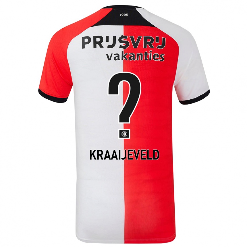 Niño Fútbol Camiseta Thijs Kraaijeveld #0 Rojo Blanco 1ª Equipación 2024/25 México