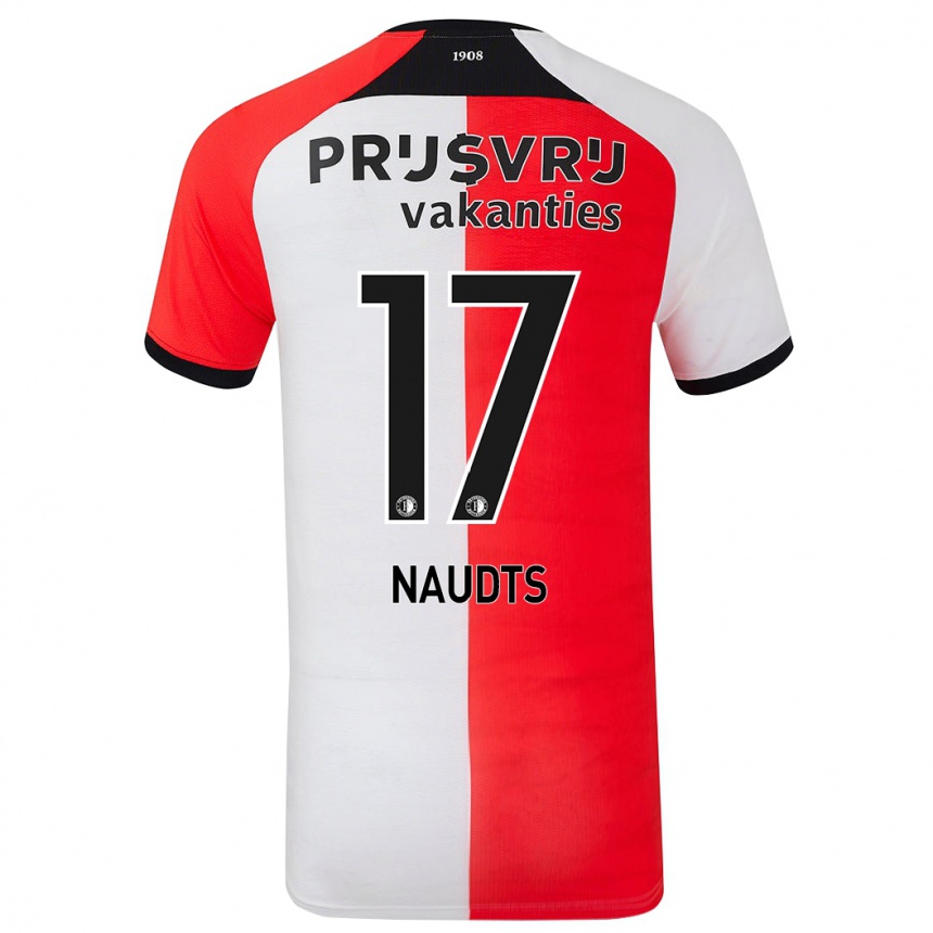 Niño Fútbol Camiseta Jamir Naudts #17 Rojo Blanco 1ª Equipación 2024/25 México