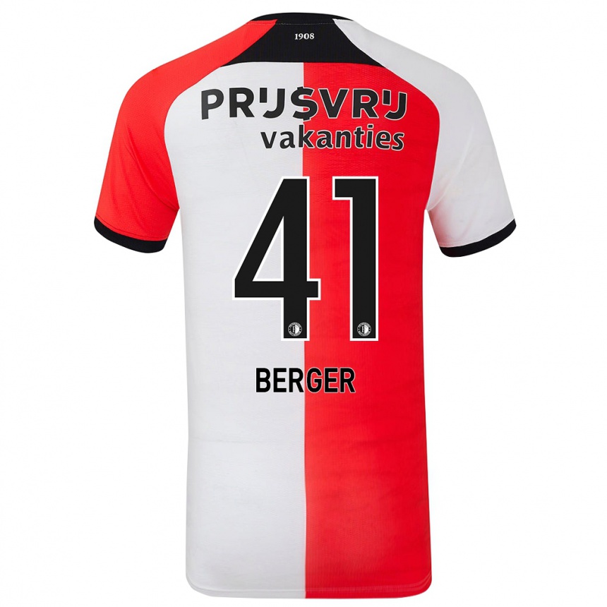 Niño Fútbol Camiseta Mannou Berger #41 Rojo Blanco 1ª Equipación 2024/25 México