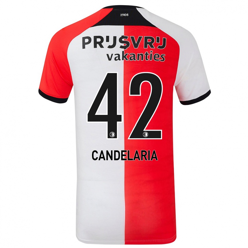 Niño Fútbol Camiseta Jayden Candelaria #42 Rojo Blanco 1ª Equipación 2024/25 México