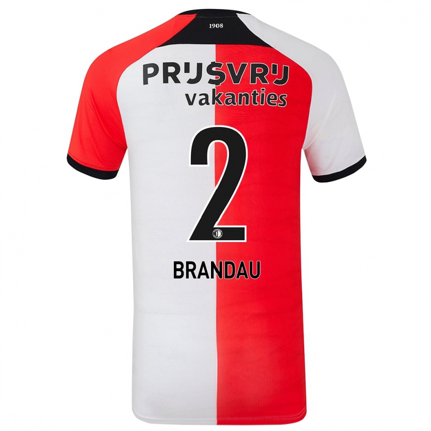 Niño Fútbol Camiseta Justine Brandau #2 Rojo Blanco 1ª Equipación 2024/25 México