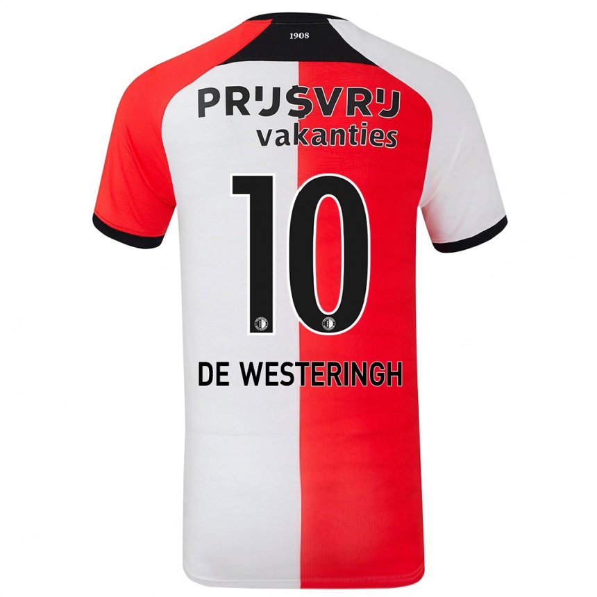 Niño Fútbol Camiseta Kirsten Van De Westeringh #10 Rojo Blanco 1ª Equipación 2024/25 México