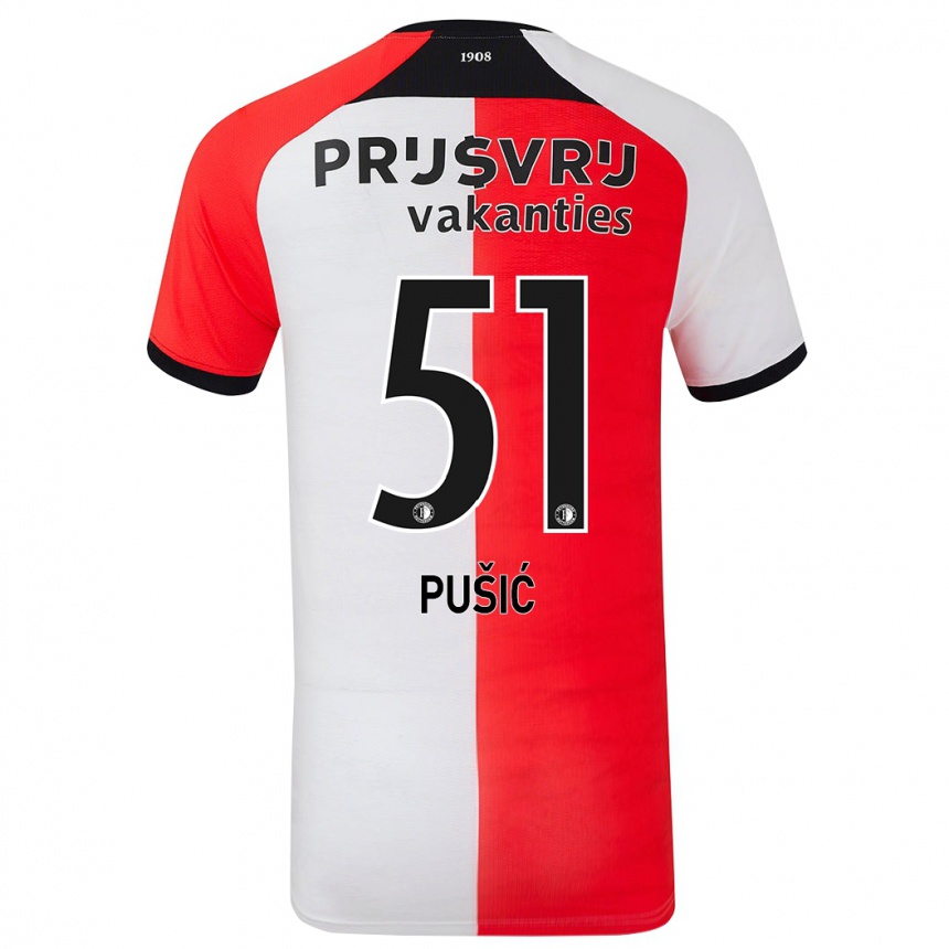 Niño Fútbol Camiseta Noah Pušić #51 Rojo Blanco 1ª Equipación 2024/25 México