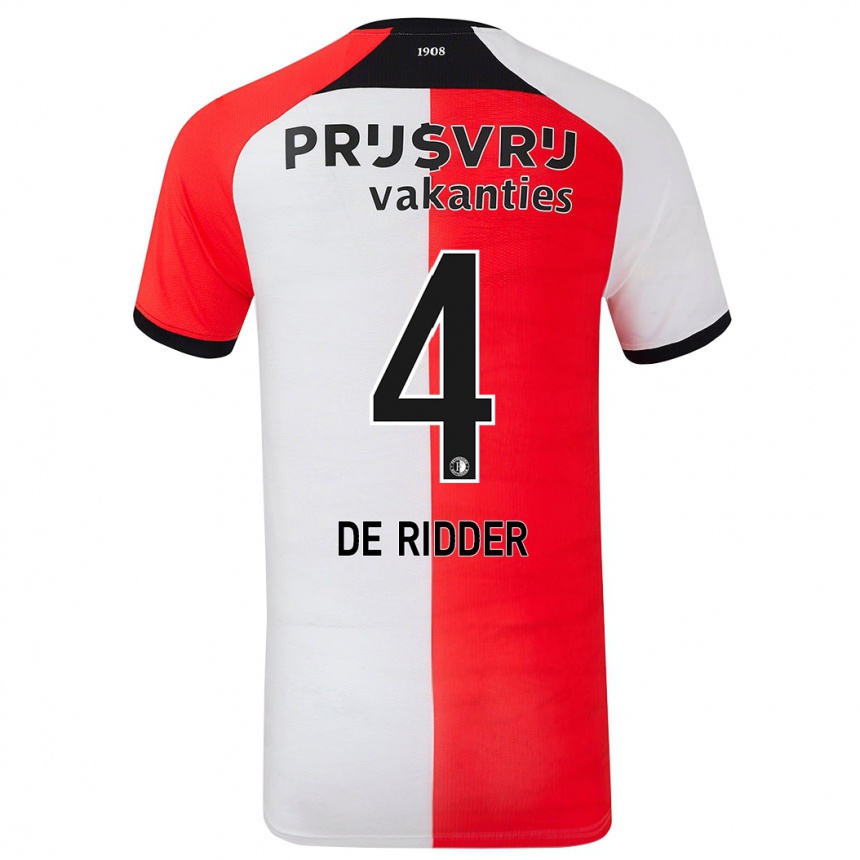 Niño Fútbol Camiseta Robine De Ridder #4 Rojo Blanco 1ª Equipación 2024/25 México