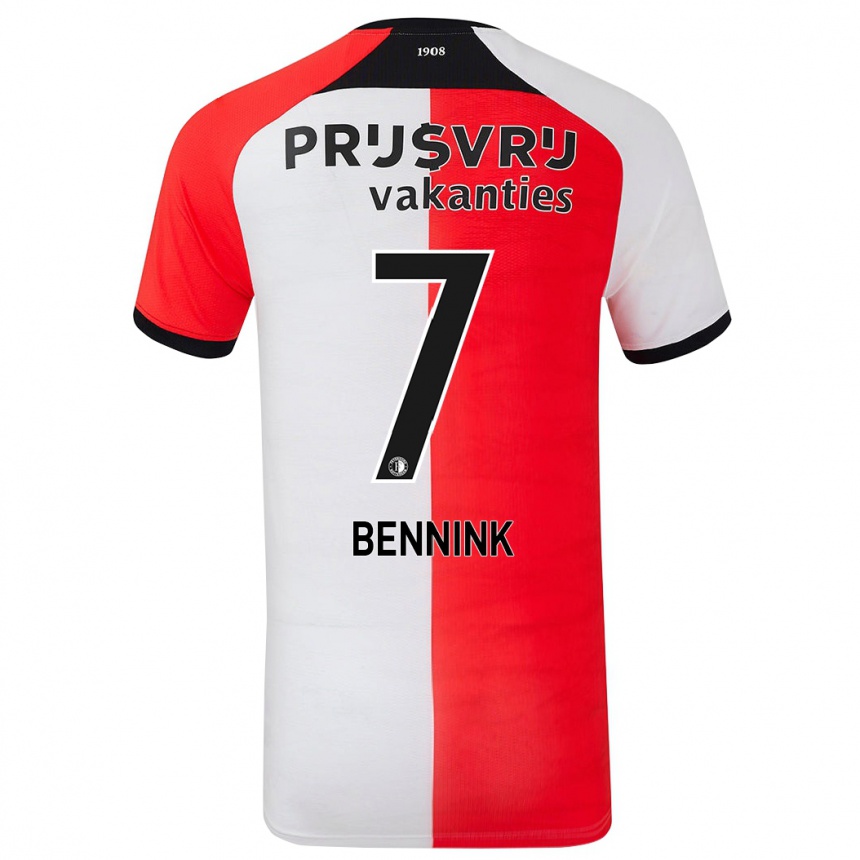 Niño Fútbol Camiseta Maxime Bennink #7 Rojo Blanco 1ª Equipación 2024/25 México