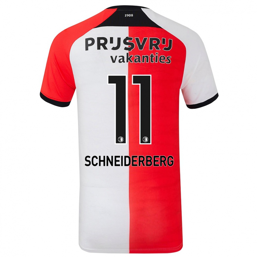 Niño Fútbol Camiseta July Schneiderberg #11 Rojo Blanco 1ª Equipación 2024/25 México