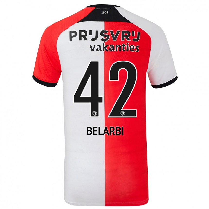 Niño Fútbol Camiseta Abdel Belarbi #42 Rojo Blanco 1ª Equipación 2024/25 México