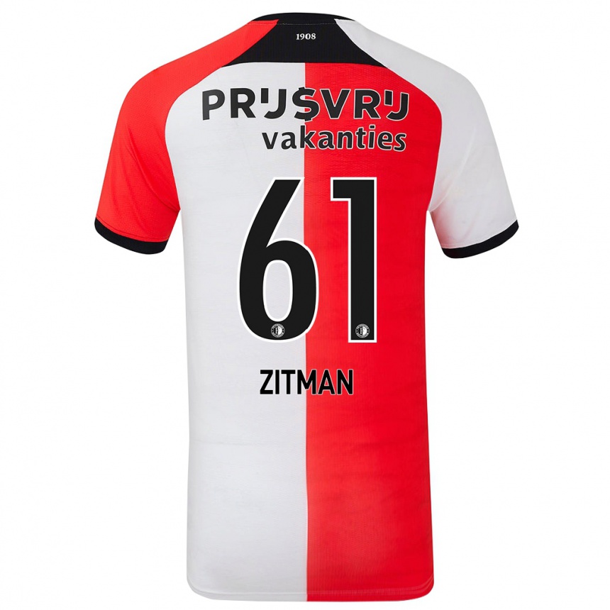 Niño Fútbol Camiseta Sven Zitman #61 Rojo Blanco 1ª Equipación 2024/25 México