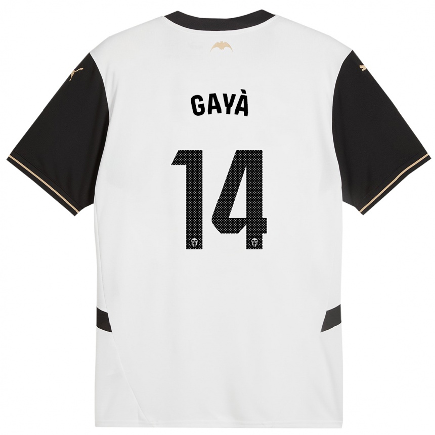 Niño Fútbol Camiseta José Gayà #14 Blanco Negro 1ª Equipación 2024/25 México