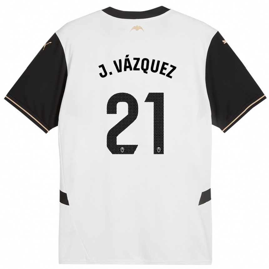 Niño Fútbol Camiseta Jesús Vázquez #21 Blanco Negro 1ª Equipación 2024/25 México