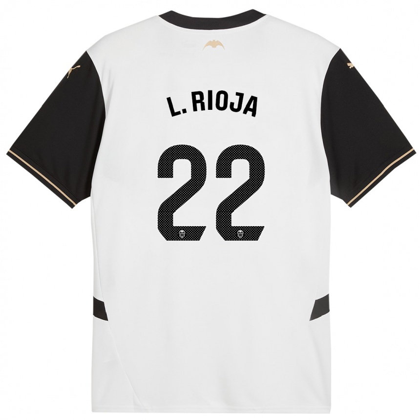 Niño Fútbol Camiseta Luis Rioja #22 Blanco Negro 1ª Equipación 2024/25 México