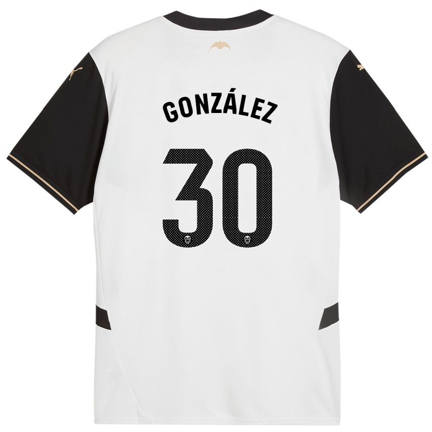 Niño Fútbol Camiseta Hugo González #30 Blanco Negro 1ª Equipación 2024/25 México