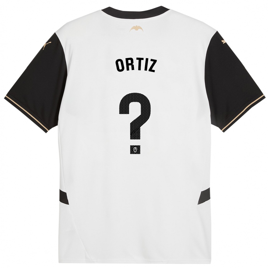 Niño Fútbol Camiseta Pablo Ortiz #0 Blanco Negro 1ª Equipación 2024/25 México