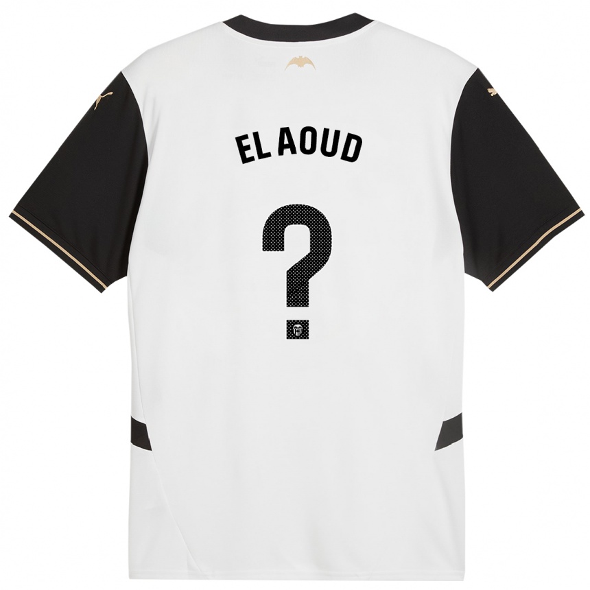 Niño Fútbol Camiseta Ismail El Aoud #0 Blanco Negro 1ª Equipación 2024/25 México