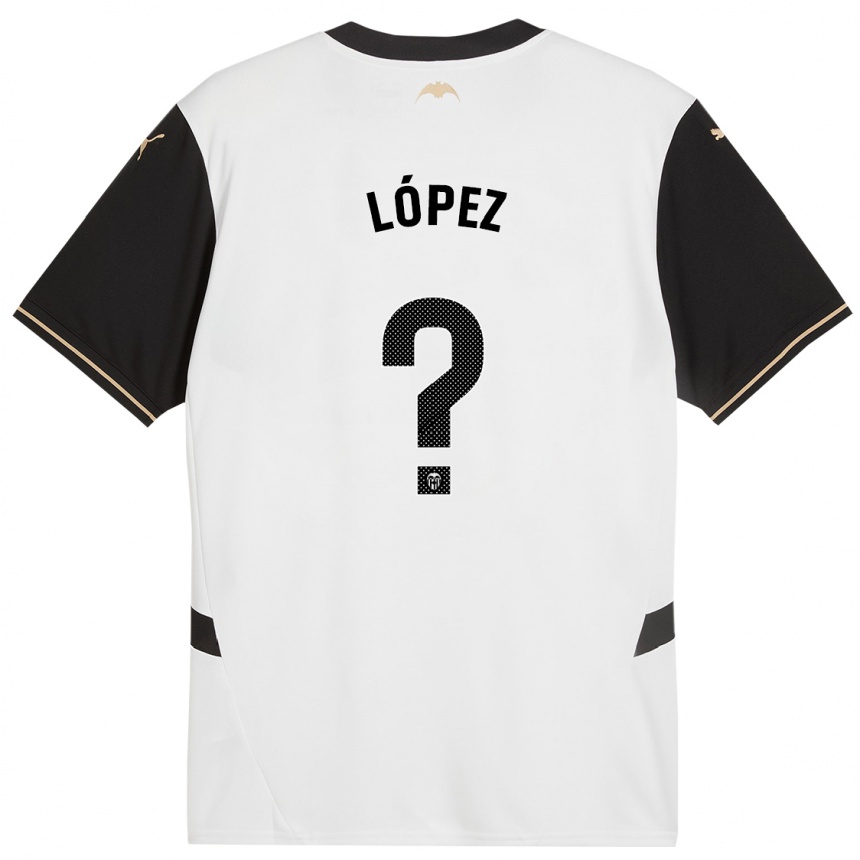 Niño Fútbol Camiseta Pablo López #0 Blanco Negro 1ª Equipación 2024/25 México