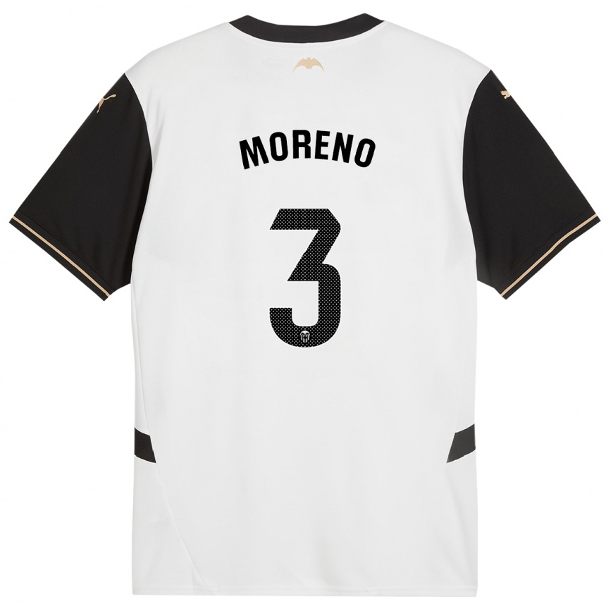 Niño Fútbol Camiseta Diego Moreno #3 Blanco Negro 1ª Equipación 2024/25 México