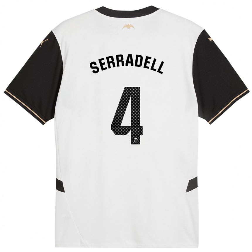 Niño Fútbol Camiseta Álex Serradell #4 Blanco Negro 1ª Equipación 2024/25 México