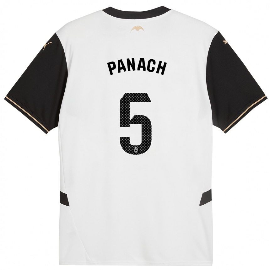 Niño Fútbol Camiseta Alejandro Panach #5 Blanco Negro 1ª Equipación 2024/25 México