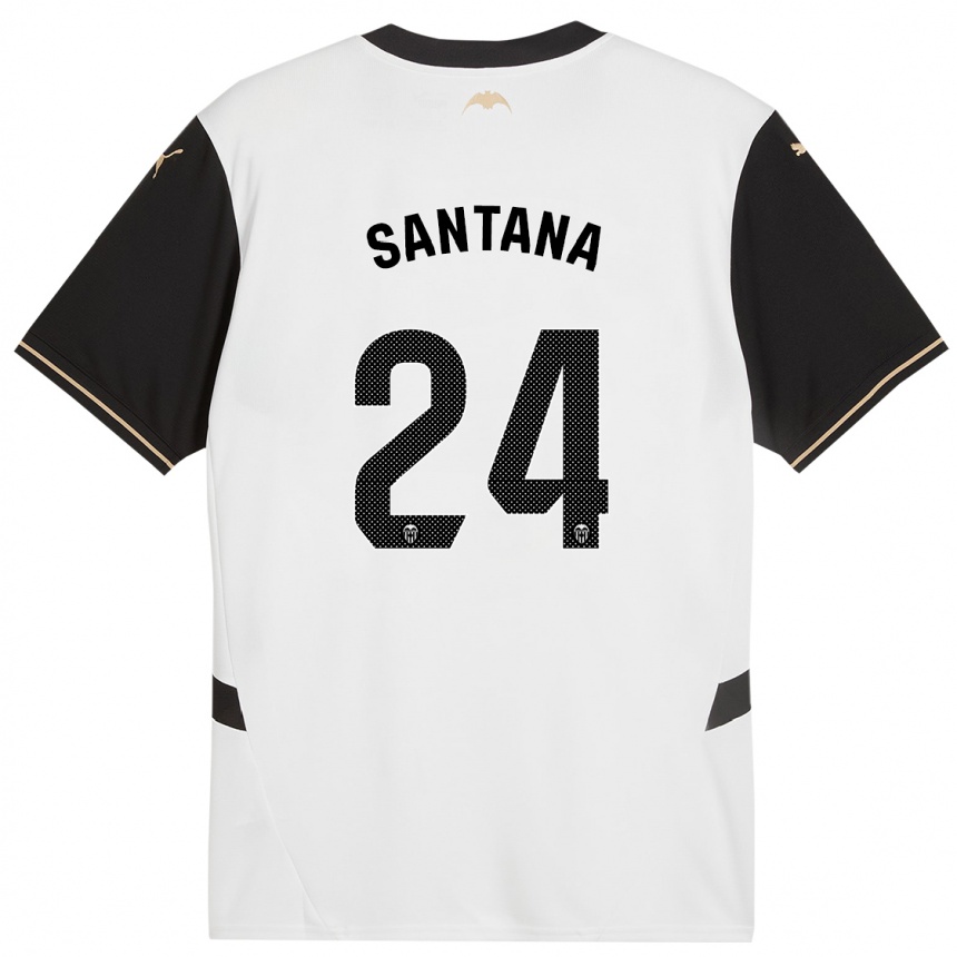 Niño Fútbol Camiseta Ismael Santana #24 Blanco Negro 1ª Equipación 2024/25 México