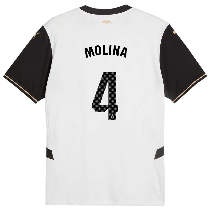 Niño Fútbol Camiseta María Molina #4 Blanco Negro 1ª Equipación 2024/25 México