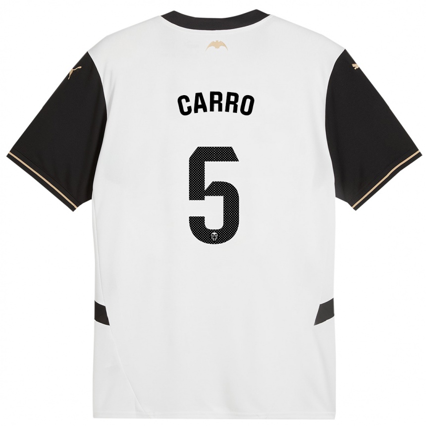 Niño Fútbol Camiseta Marta Carro #5 Blanco Negro 1ª Equipación 2024/25 México