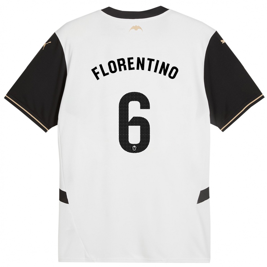 Niño Fútbol Camiseta Claudia Florentino #6 Blanco Negro 1ª Equipación 2024/25 México